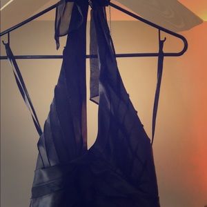 Black halter top mini dress